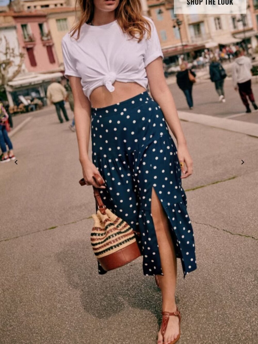 Sezane Tammie Skirt Navy Polka Dots 36 - Picture 3 of 6